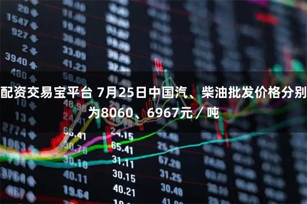 配资交易宝平台 7月25日中国汽、柴油批发价格分别为8060、6967元／吨